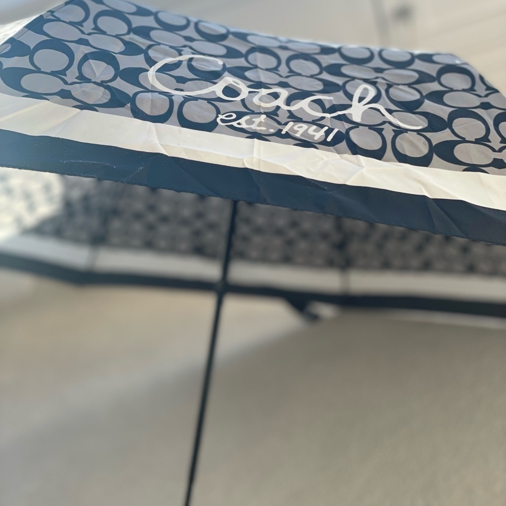 Coach black white and gray signature print umbrella